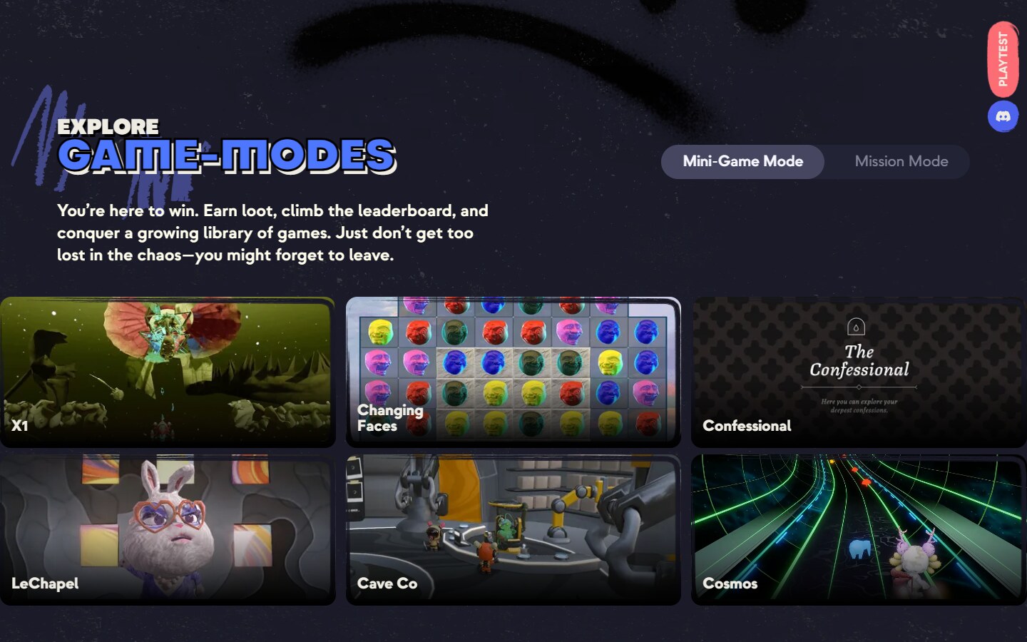 Le Zoo game modes presented as a grid of multiplayer activities